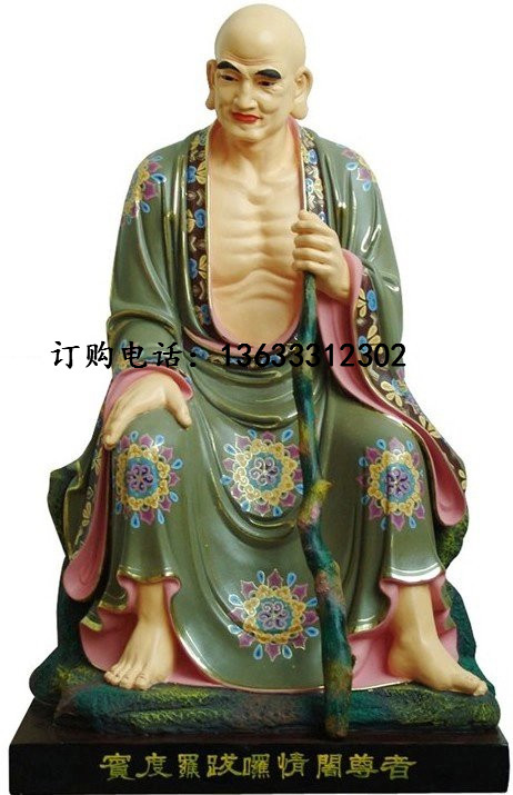 玻璃钢十八罗汉雕塑 玻璃钢铸铜雕佛像 寺庙彩绘鎏金降龙伏虎树脂供奉
