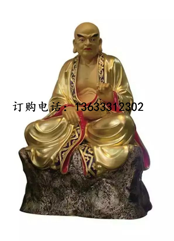 玻璃钢十八罗汉佛像　贴金十八罗汉　玻璃钢佛像雕塑厂家