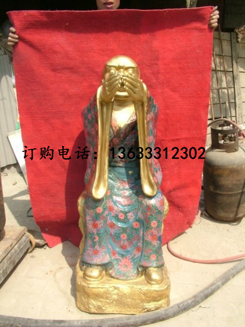 玻璃钢彩绘十八罗汉佛像　寺庙玻璃钢十八罗汉雕塑厂家