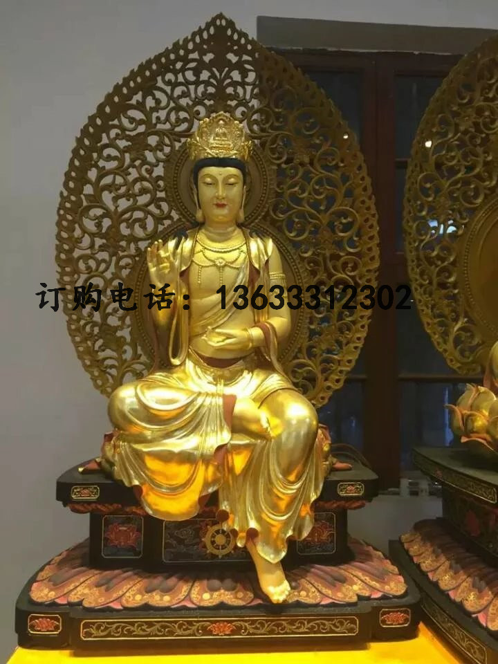 彩绘三世佛玻璃钢脱胎佛像厂家 寺庙神像塑像雕塑定制