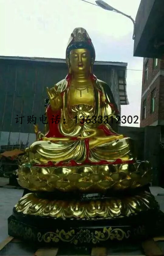 铜雕三面观音圣像雕塑 寺庙佛堂供奉摆件铸铜佛像雕塑