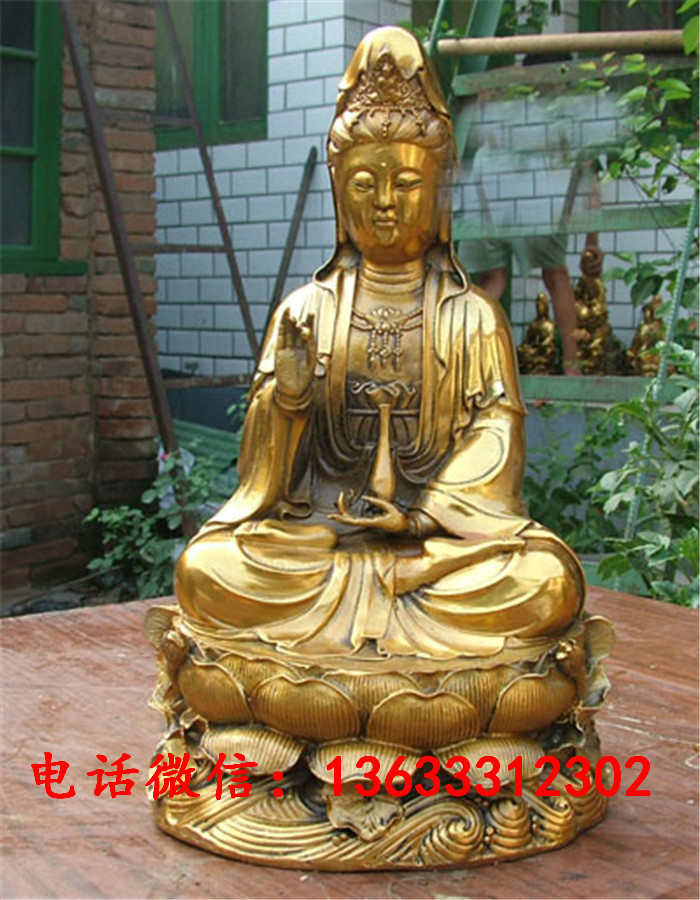 铸铜彩绘观音神像观音菩萨雕塑寺庙铸铜工艺品摆件