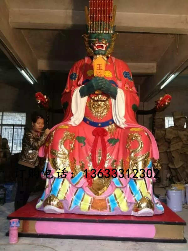 玻璃钢四海龙王神像雕塑 宫庙玻璃钢彩绘龙神像定制