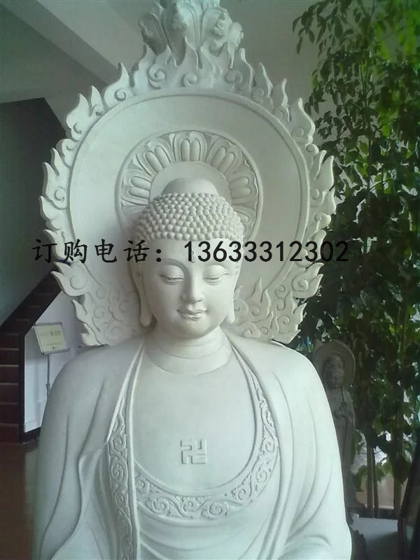 石雕观音三面观音菩萨汉白玉滴水观音佛像寺庙大理石人物雕塑石材