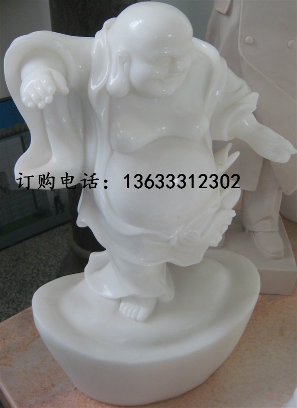 仿古天然青石雕刻古典布袋和尚寺院供奉石雕罗汉人物雕塑佛像
