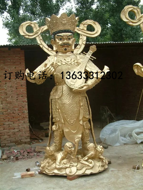 玻璃钢四大天王彩绘神像雕塑树脂广目多闻天王塑像佛像 供奉摆件