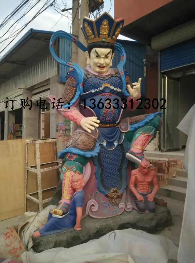玻璃钢彩绘四大天王佛像 四大金刚神像 树脂玻璃钢寺庙佛像雕塑供奉摆件