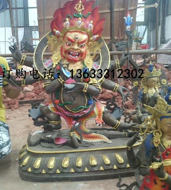 铸铜四大天王神像雕塑玻璃钢彩绘四大金刚天神护法门神铜雕厂家