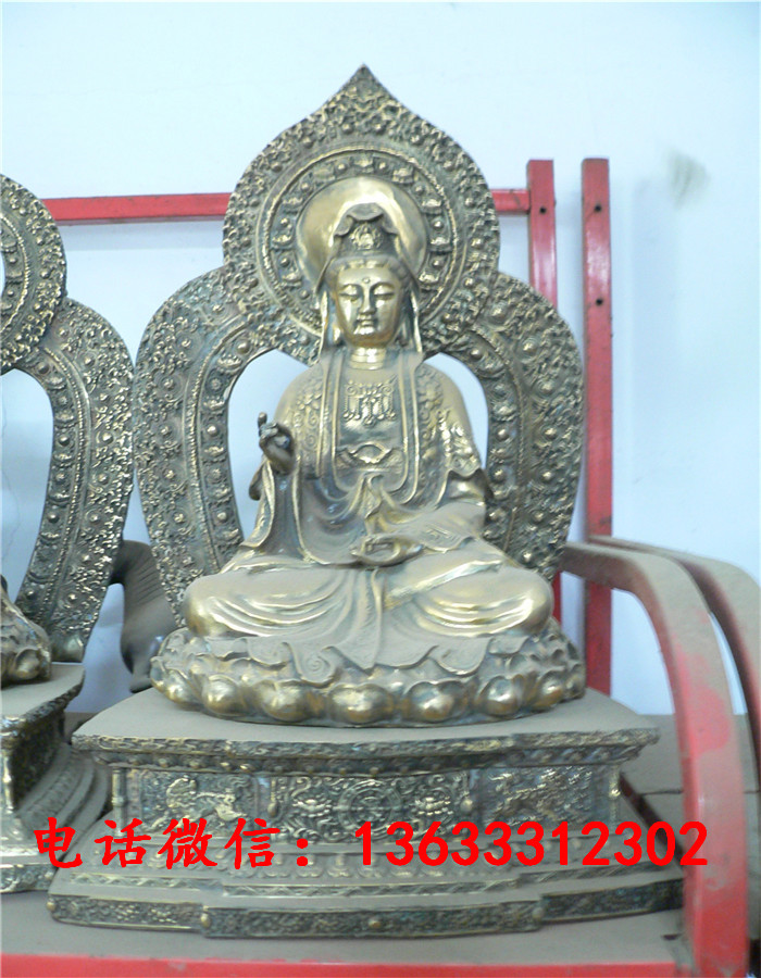 大型铸铜佛像观音菩萨纯铜寺庙人物地藏王罗汉三面观音铜雕塑摆件