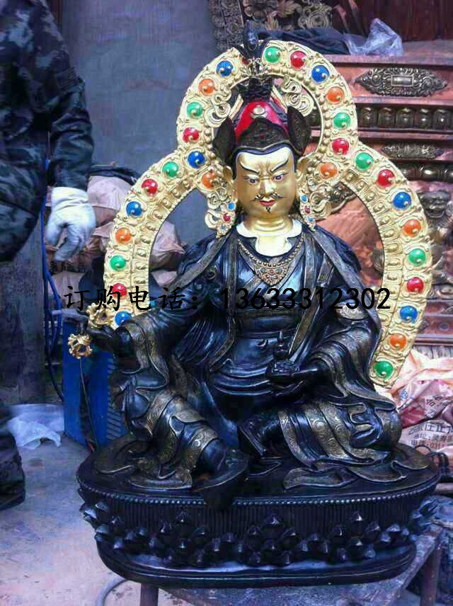 铸铜彩绘阿弥陀三尊纯铜雕像西方三圣铸铜雕塑观音大势至菩萨佛像定制