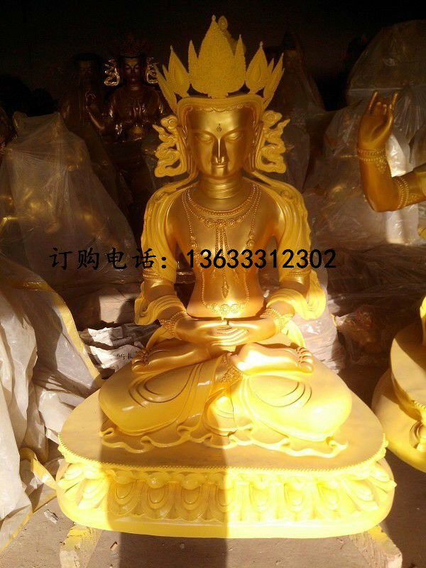 铸铜娑婆三圣佛像 东方三圣佛像 三圣玻璃钢佛像雕塑