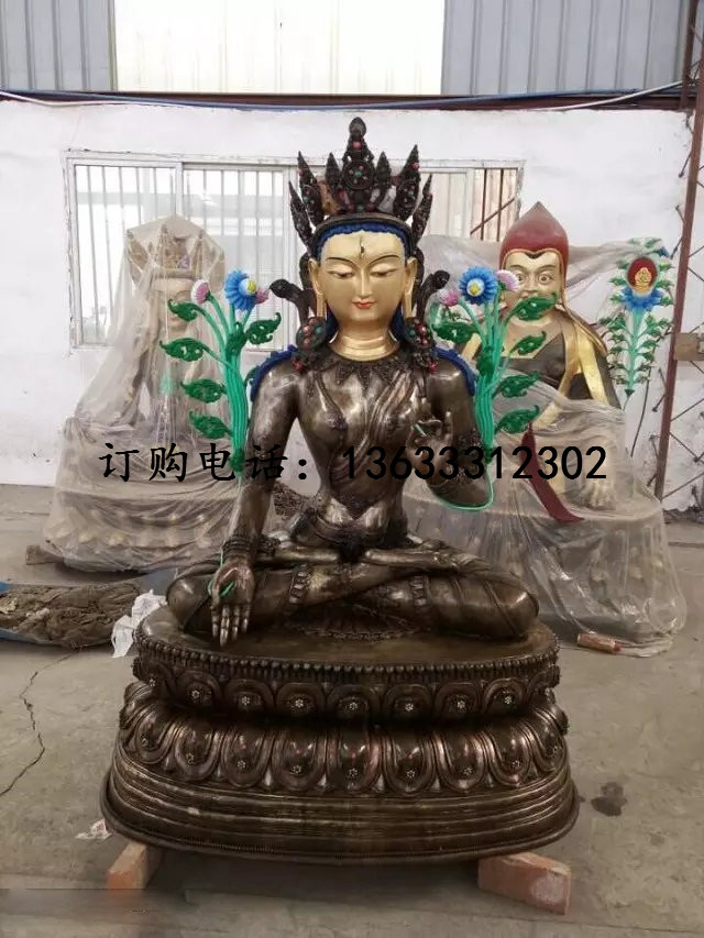 铸造大型藏传铸铜寺庙持剑文殊菩萨密宗佛像