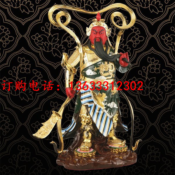 铸铜彩绘关公佛像 铸铜骑马关公雕塑 铜关公加工供应