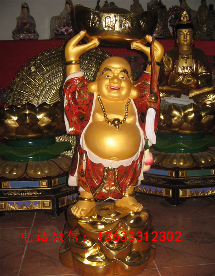 铸铜弥勒佛雕塑  寺庙贴金彩绘铸铜弥勒佛佛像雕塑定制厂家