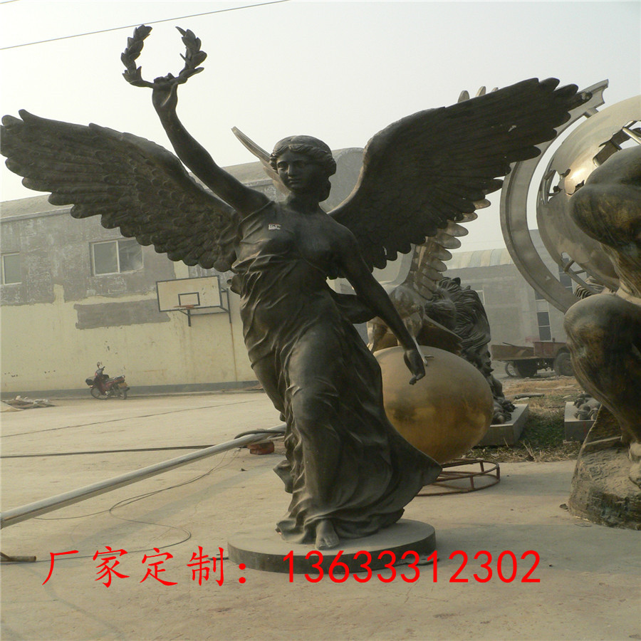 制作铸铜西方人物铜雕塑 希腊神话天使雕像 火炬女神铜摆件