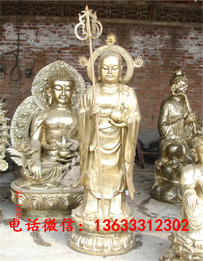 定制铸铜东方三圣铜佛像寺庙佛堂供奉三宝佛纯铜西方三圣雕塑摆件