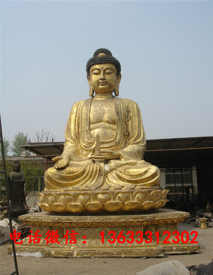 大型三座佛铜雕佛像铸铜西方三圣东方三圣佛像纯铜寺院大殿雕塑