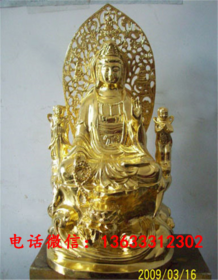 寺庙文殊菩萨铜佛像 铸铜罗汉雕塑厂 造型可来图定制