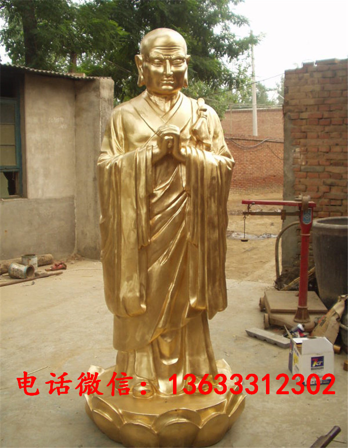 寺庙铸铜弥勒佛雕塑 铸铜鎏金佛像定制 贴金彩绘降龙罗汉