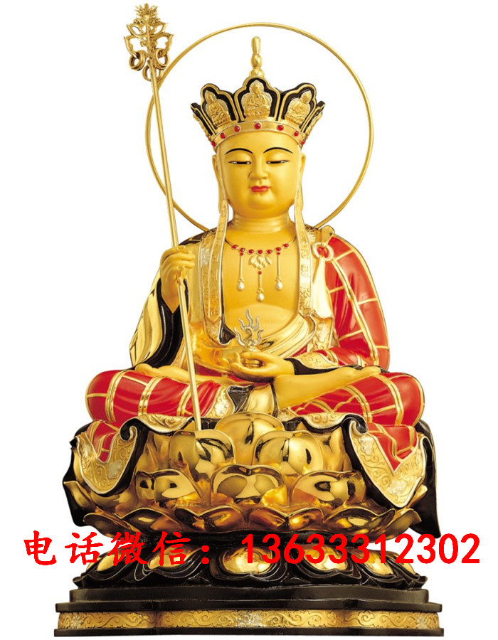 寺庙彩绘大型铜佛像定制 店铺开业供奉铸铜地藏王菩萨雕塑饰品