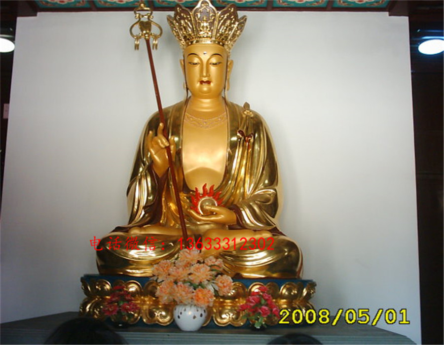 雕塑厂定制西方三圣文殊铜像中式东方三圣铸铜佛像寺院贴金佛像摆件