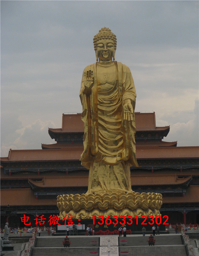 定制铸铜玻璃钢贴金西方三圣佛像铸铜极彩三世佛日月光菩萨雕塑摆件