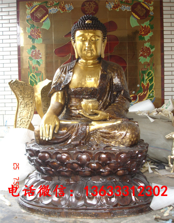 大型庙宇铸铜佛像东方三圣 铜雕佛像西方三圣三世佛