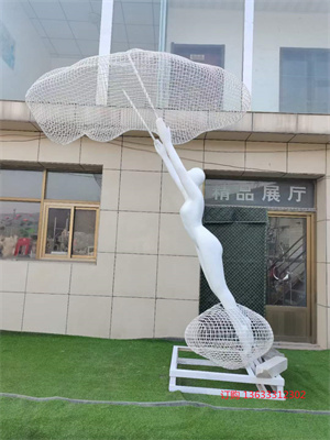 不锈钢镂空云朵雕塑 户外抽象人物 广场售楼处园林摆件