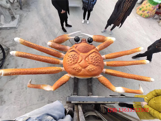 玻璃钢卡通动物彩绘螃蟹雕塑 大型城市景观摆件形象生动