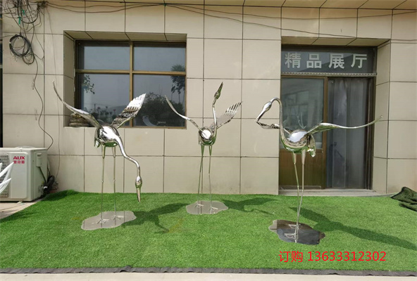 不锈钢景观雕塑 不锈钢仙鹤雕塑 不锈钢动物景观雕塑