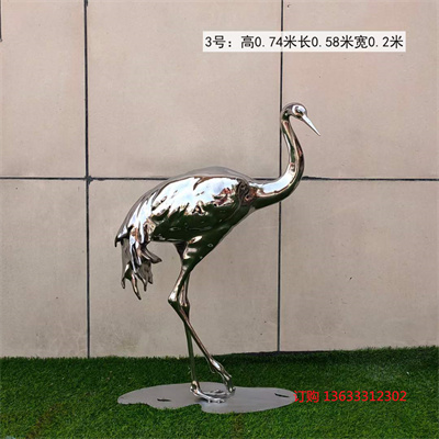 广场不锈钢水景仙鹤雕塑 景观小品摆件 镜面仙鹤动物模型