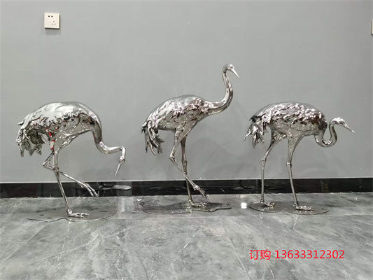 不锈钢火烈鸟雕塑 仿真仙鹤雕塑摆件 地产水景雕塑 生产厂家