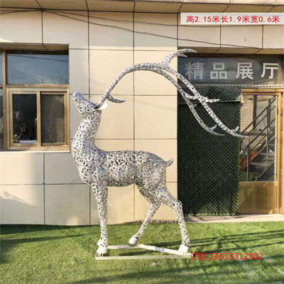 不锈钢镂空发光编织鹿雕塑摆件 大厅园林景观简约定制