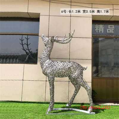 不锈钢字母镂空鹿仿真动物 景观小品装饰雕塑