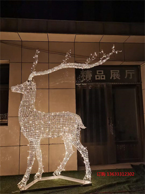 厂家定制不锈钢编织镂空镜面鹿雕塑楼盘绿地购物街游乐场所摆件