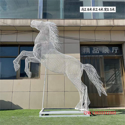 不锈钢丝编织镂空马雕塑 铁艺动物雕塑 草坪绿地景观摆件
