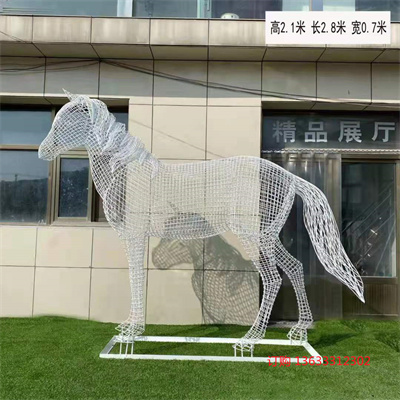 不锈钢镂空发光马雕塑 铁艺马动物模型 金属抽象马摆件