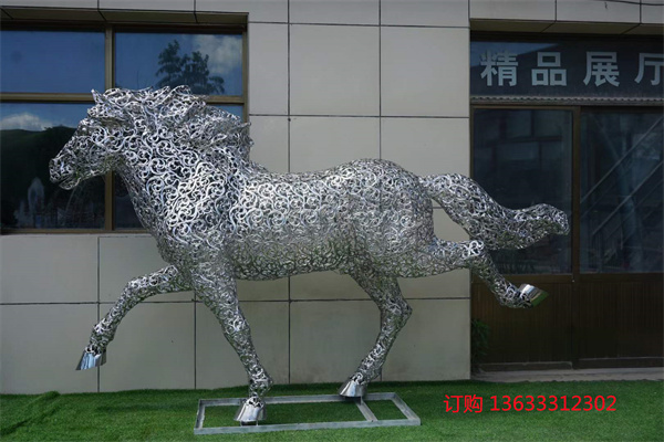 不锈钢花片镂空马雕塑 可以亮光的马雕像 草坪装饰摆件