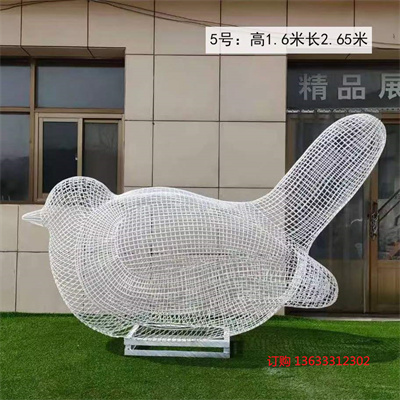 户外园林景观不锈钢镂空发光小鸟雕塑铁艺花园动物摆件装饰品定制