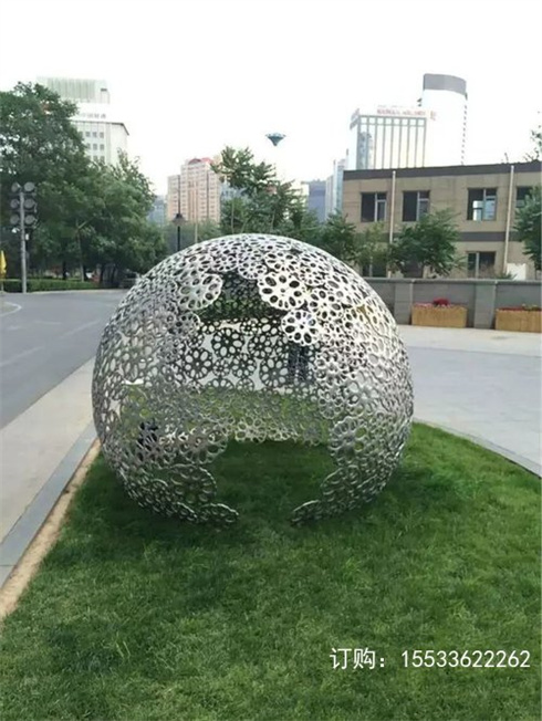 不锈钢镂空球发光球雕塑模型 公园金属发光风水球 支持定做