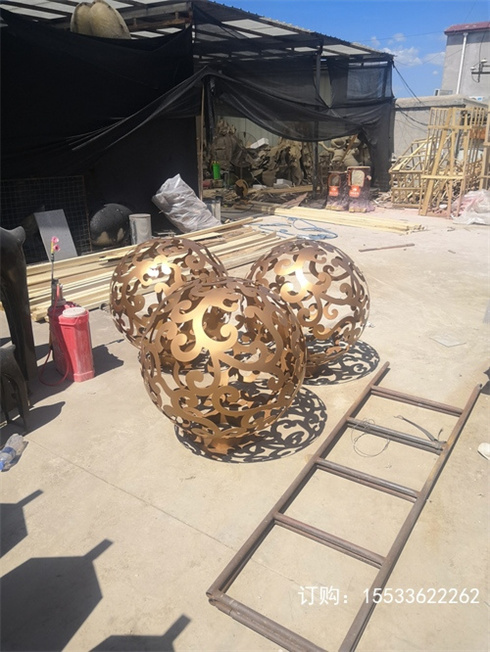不锈钢双层立体镂空球_花园不锈钢镂空圆球_金属铁艺镂空灯定制