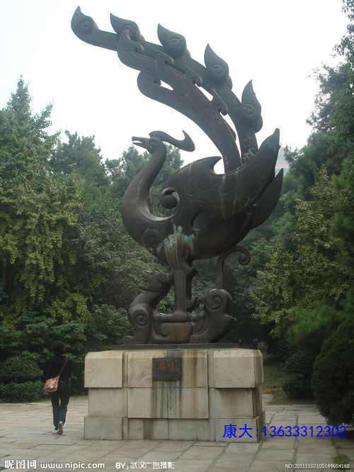 大型凤凰凤鸣铸铜纯铜雕塑凤舞飞天抽象动物景观定制城市广场雕塑