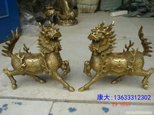 铸铜纯铜动物麒麟雕塑定制公司酒店小区门口铜雕创意摆件